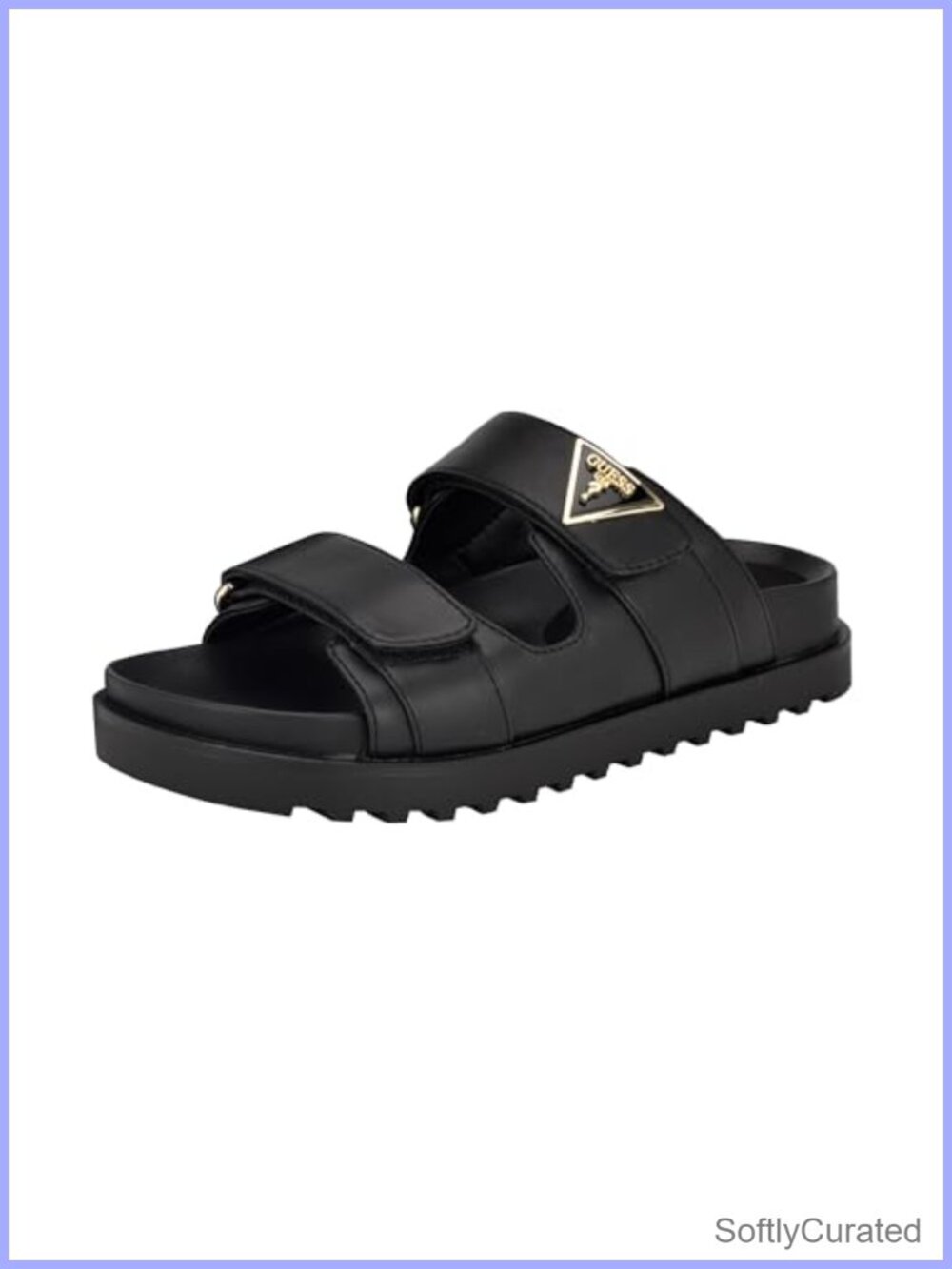 Faux Leather Platform Sandals Adjustable Double Strap Comfort Casual